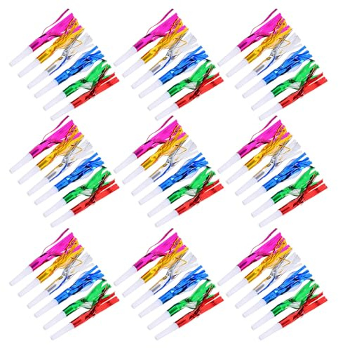 KOMBIUDA 60 pièces Sifflets Garçon Fille Colorés à Paillettes Lot de Souffleurs de Fête Légers et Faciles à Utiliser pour Anniversaires Nouvel An et Événements Festifs
