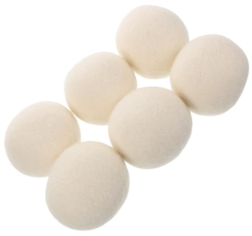 Bolas de Lana para Secadora 6 Piezas Color Claro 6cm Antistáticas | Reutilizables para Lavandería Doméstica, Suavizante Natural, Reducen Arrugas y Ayudan al Secado