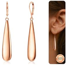 LOLIAS Silber 925 Hängende Ohrringe Lange Spirale Wassertropfen für Damen | Hypoallergene Sterling Silber Ohrringe Boho für Damen Schmuck Geschenke