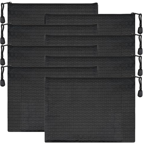 KIMHOME 8Pcs A4 Document Wallet Bank Bag, Waterproof Money Folder with Zip for Household, Business & School(Black)