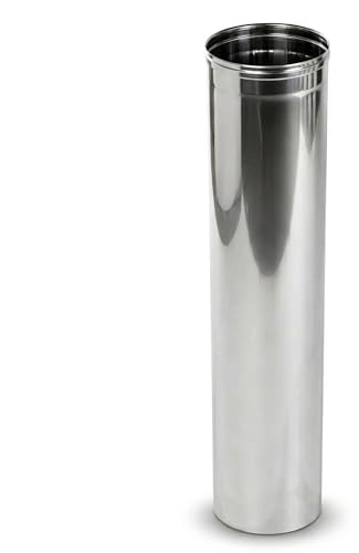 Stainless Steel Chimney Flue Liner Pipe, 100mm Diameter, 1000mm Length, 1m Rigid Tube with Push Fit System