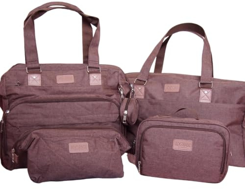 Adorable France Trio Maternité – Sac à Langer Loulou XL + Sac Maternité Merveille + Sac Poussette Boubou – Ensemble Naissance Bébé Grande Capacité (Brun)