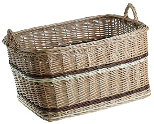 vollwe idener camino Cestino, Cestino in vimini, cestino di vimini naturfarbiger per legna da ardere, Cesto portalegna per camino, con maniglie, vibrazione, giocattoli vibrazione, wӓschekorb