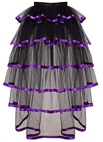 GRACEART Victorian Steampunk Noir Bustle Tutu Ceinture sous-Jupe Dentelle (Ourlet Violet)