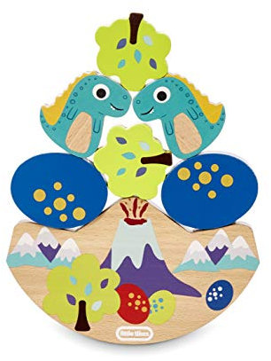 Little Tikes Wooden Critters Fingerschaukel- Mit 6 stapelbaren Teilen und Schaukelplattform - Fördert die Koordination und die Entwicklung von Fähigkeiten - Dino