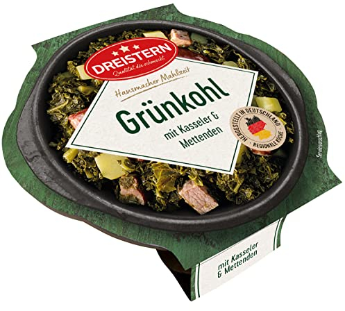DREISTERN Grünkohl 400g I Mit Gemüse & Kartoffeln I Herzhaftes Fertiggericht in Mikrowellenschale I Lange Haltbarkeit dank natürlicher Konservierung I Hausmacher Qualität