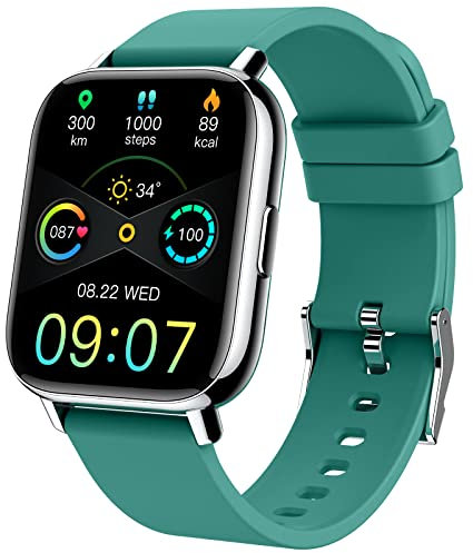 Smart Watch, Fitness Tracker 1.69 Touch Screen Heart Rate Sleep Monitor, IP68 Waterproof Fitness Watch, 24 Modes, Pedometer Step Activity Trackers Smartwatch for Men Women for Android iOS Cyan