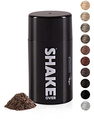 SHAKE OVER Veganes Streuhaar zur Haarverdichtung, Zink angereicherte Fasern | Schütthaar für Frauen und Männer, 12g, Light Brown, vegane Zink-Fasern, hochwertiges Schütthaar, Made in Europe