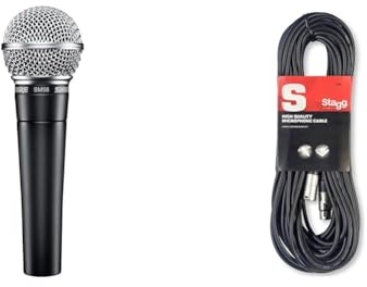 Shure SM58-Lce Microphone Dynamique Cardioïde pour la Voix, Utilisation Professionne & Stagg 10 m Câble Microphone XLR - Phono de Haute Qualité - Noir