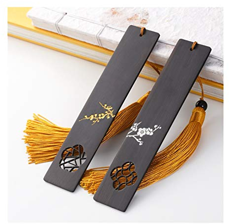 KIZQYN Lesezeichen Handbemalte Klassische Quaste Lesezeichen, Holzhandgefertigte Skulptur Natural Wood Lesezeichen, Buch Accessoires, Geschenk for Leser Buch Markierungen (Color : B)