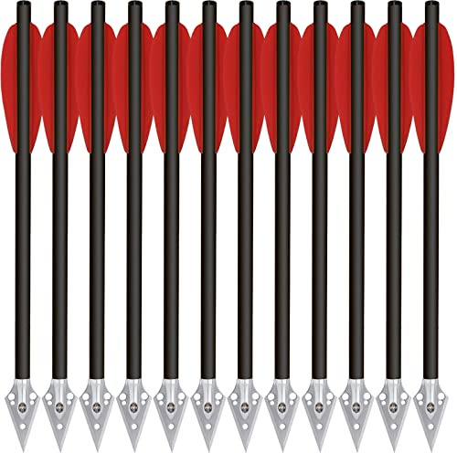HUNTSPM 6,3 Carbon Armbrust Bolzen Pfeile mit Stahl Jagdspitze für 50 lb / 80lb Pistole Armbrust Präzisionsziel kleine Jagd,Mini Armbrustbolzen Armbrustpfeile Pistolenarmbrust Bolzen