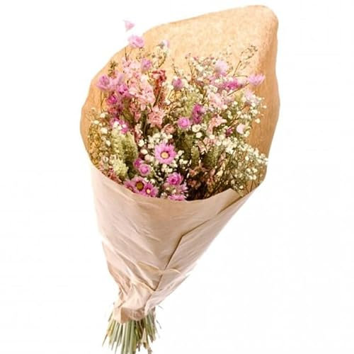 Naturalys - Grand Bouquet Fleurs séchées Blanc & Rose Mix 50 cm