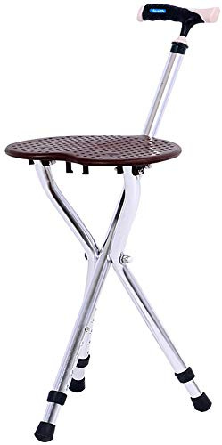 QHLMLL Bastón Plegable con trípode y Asiento, Taburete telescópico con Equilibrio de Aire, Ayuda para la Movilidad para Hombres y Mujeres Mayores con Mango de Agarre Antideslizante y Punta de Goma