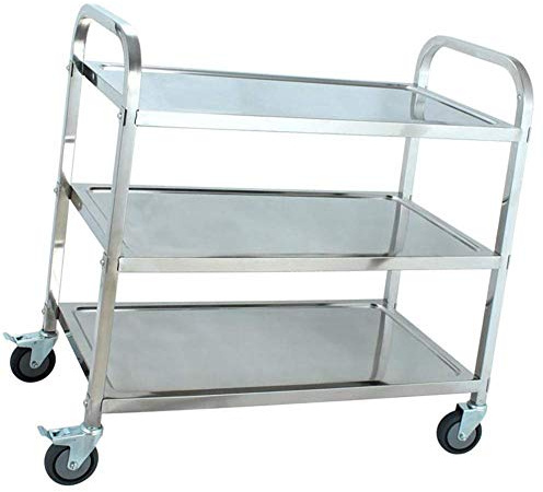 Carrello portatile multifunzionale per catering all'aperto Carrello di servizio in acciaio a 3 livelli resistente alle alte temperature, ideale per eventi e feste
