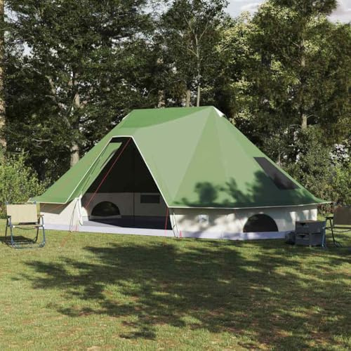 Familien-Tipi-Zelt, Grün, 680 x 430 x 270 cm, für 10 Personen, wasserdichtes Outdoor Camping Zelt mit Tragetasche, Fiberglasstangen, ideal für Strand, Wandern