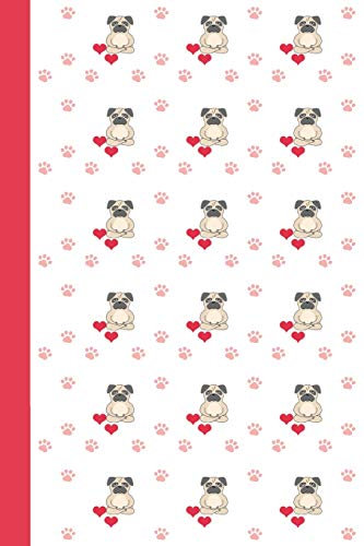 Sketch Journal: Dog Yoga (Pug Yoga/Red) 6x9 - Pages are LINED ON THE BOTTOM THIRD with blank space on top (Dogs & Puppies Sketch Journal)
