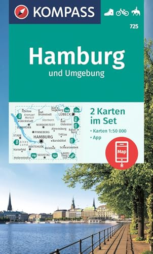 KOMPASS Wanderkarten-Set 725 Hamburg und Umgebung (2 Karten) 1:50.000: inklusive Karte zur offline Verwendung in der KOMPASS-App. Fahrradfahren. Reiten.