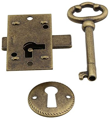 Small Brass Plated Non-Mortise Cabinet Lock in Antique Brass