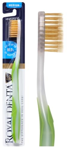 Spazzolino manuale medio per adulti, spazzolino interdentale con oro, verde, Royal Denta