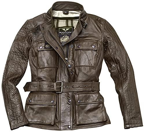 Black-Cafe London Madrid Damen Motorrad Lederjacke, braun, L