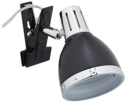 Relaxdays Lampada con Clip Direzionabile, Luce da Lettura con Pinza da E14 per Camera & Ufficio, da Scrivania, Nero