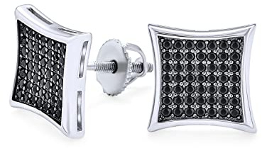 Geometrische Unisex Herren Quadratische Kubische Zirkonia Micro Pave CZ Drachen Ohrstecker Für Männer Vergoldet .925 Sterlingsilber 5 7 9 11 12 MM