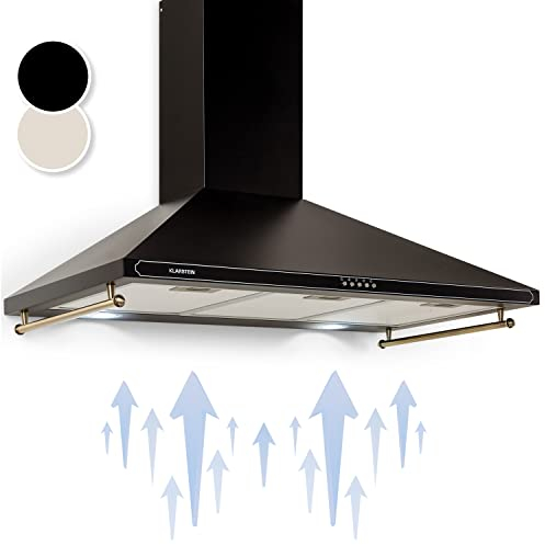 Klarstein Dunstabzugshaube für die Küche, Abzugshaube Umluft/Abluft, Dunstabzugshaube 90 cm, Dunstabzugshaube mit Spülmaschinenfestem Filter, Dunstabzug Leise, Dunstabzugshauben mit 645m³/h Luftstrom