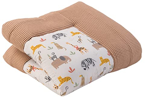 ULLENBOOM® Baby Krabbeldecke 100x100 cm gepolstert - Sand-Savanne (Made in EU) - Krabbeldecke für Baby mit 100% OEKO TEX Baumwolle, ideal als Babydecke, Laufgittereinlage & Spieldecke