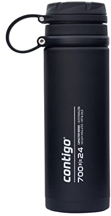 Contigo Fuse botella de acero inoxidable, 100 % antiderrame, botella de agua grande con tapa ancha enroscable, mantiene las bebidas frías hasta 30 horas, botella térmica prémium, 700 ml
