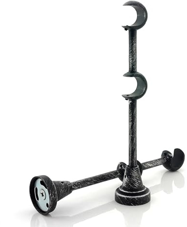 GIRASOLE HOME® Soporte doble abierto para 2 barras de cortina 2 piezas soporte de pared de aluminio resistente para barras de 18-20 mm de diámetro (Aperta doble 218 mm, negro y plata)