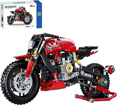 FULHOLPE Technik Motorrad Klemmbausteine Bauset, Motorcycle Bausatz Spielzeug Technik Rennen Motorrad Bausatz Konstruktionsspielzeug Kompatibel mit Großen Marken - 620 Teile