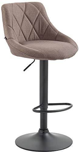 CLP Taburete De Bar Lazio Tapizado En Tela & con Base De Metal I Silla Alta Regulable En Altura & Giratorio, Color:Gris Pardo, Color del Marco:Negro