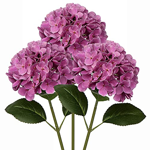 Oairse 3 Stück Künstliche Hortensienblüten 3D-Druck Real Touch Künstliche Blumen wie echte Hortensien für Hochzeit, Zuhause, Hotel, Party, Blumenarrangement, Blumen Durchmesser 19 cm