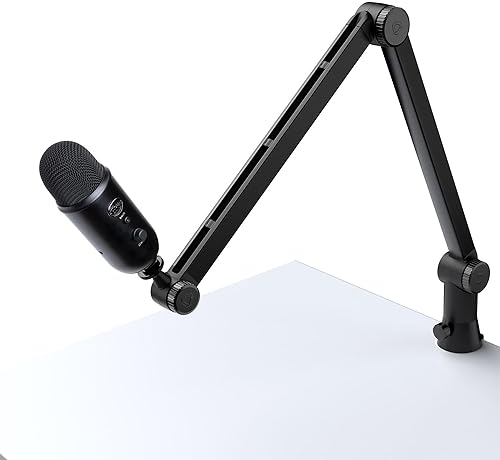 SUNMON Universal Mic Boom Arm,Microphone Stand with Cable Management Channel, Fully Adjustable, Heavy Duty Metal Mic Stand with Desk Mount Clamp & 3/8” to 5/8” Adapter