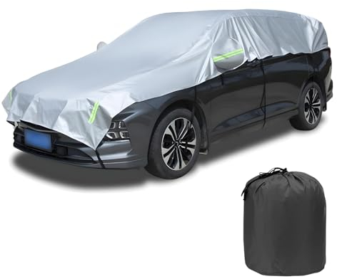 BIQIQI Car Cover Waterproof Anti-UV Dust Full SUV Silver Car Covers for Automobiles All Weather Protection Breathable Outdoor Anti Snow Sun with Storage Bag