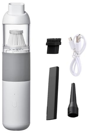 JHzood Aspiradora De Mano Inalámbrica, Aspiradora De Coche, Mini Aspiradora Portátil, 20000pa Potente Succión, USB C Recargable, Ligero Ultra Bajo Ruido, Coche Y Uso Doméstico (Grey)