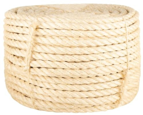 vidaXL Corda in Sisal 100% 16 mm 25 m, Corda in sisal, spago in sisal, Corda Decorativa, Corda in Canapa, Corda Naturale, Corda in sisal per Gatti