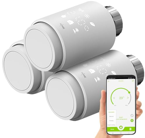 revolt WLAN Thermostat: 3er-Set programmierbare WLAN-Heizkörperthermostate, App, Sprachbefehl (Thermostat WiFi, WiFi Heizkörperthermostat, Mini PC)