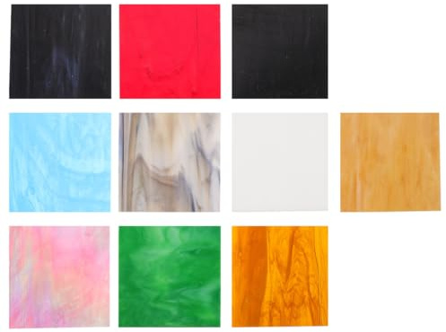 DIYEAH 10pièces Vitrail Colorées Avec Texture Ondulée Pour Décoration Mosaïque Événements Maison Église Et Projets Artisanaux