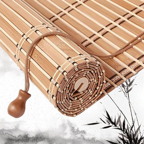 ZHUOZ1T Bambus Rollo,Natürliche Bambus-Rollo,Retro Raffrollo,Lichtfilter-Rollo,Sonnenschutz Sichtschutz Rollo Seitenzugrollo,für Fenster und Türen,Anpassbar,Breite×Höhe (70cm x 110cm)