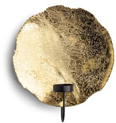 VIDI Kerzenhalter Wand Deko | Gold Wanddekoration für Wohnzimmer | Ornamente Wanddeko für Kerzen | Hängend Metall Wanddeko | Schwarz Gold | Maße: 20 x 10 x 20 cm (L x B x H)