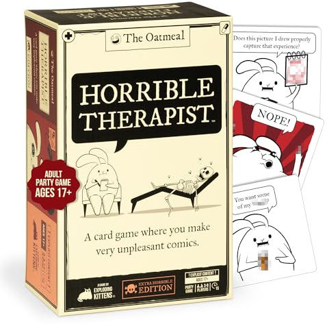 Exploding Kittens - Horrible Therapist: Extra Horrible Edition 3-8 Players - Ages 17+ - 15 Minutes to Play - Comic Building Card Game - Ideal for Party, Family Game Night - White