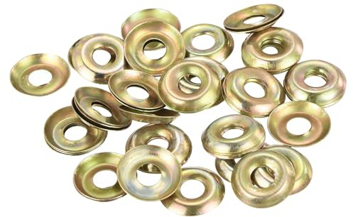 sourcing map 50 rondelle svasate a tazza, rondelle con finitura svasata gialla in ferro per viti M6 (M6 ID x 17 mm OD x 2 mm di spessore)
