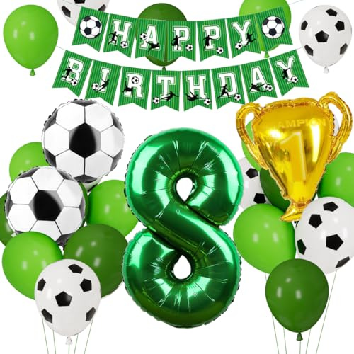 Cadimus Palloncini Calcio Compleanno 8 Anni, Decorazione Palloncini Calcio 8 Compleanno Verde, Palloncini 8 Anni Compleanno Addobbi, Decorazioni Festa Calcio