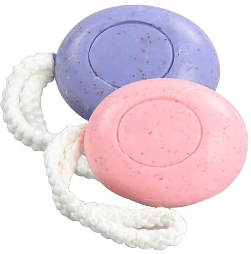Soap on a Rope 2Pcs Natural Fragrance Face Soap Moisturizing Hand Soap Oil Control Exfoliating Bath Soap for Men Women,150g