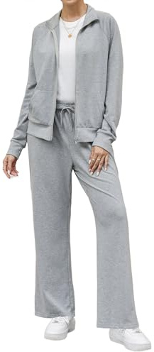 Terecey Tuta Donna 2 Pezzi Felpa Zip Intera e Pantaloni Gamba Larga