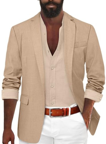 Oanviso Herren Elegante Sakko Sommer Leicht Blazer Freizeit Anzugjacke Einem Knopf Blazer Slim Fit Mode Herrensakko Sportsakko Alltagsanzüge Party Sportmantel A Khaki XXL