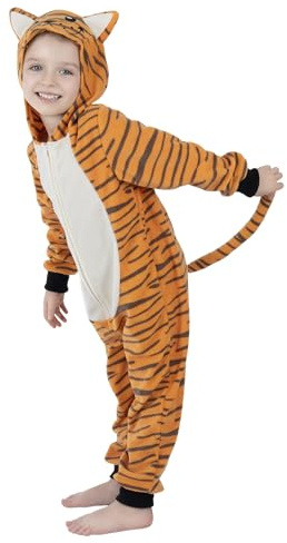 Webeasy Kids Animal Onesie for Kids Onesie Costume Tiger Monkey Lion Cheetah Animal Dress Up Costumes 8-10 Years