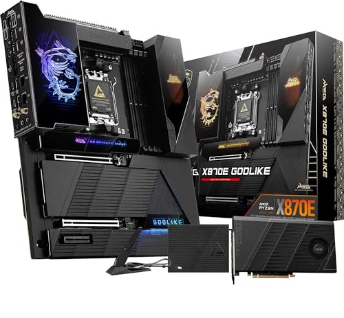 MSI Meg X870E GODLIKE, E-ATX - Compatible with AMD Ryzen 9000/8000/7000 Processors, AM5 - Dynamic Dashboard III, EZ Slide M.2, 110A SPS, DDR5 Memory (9000+ MT/s OC), M.2 and PCIe 5.0, USB4, Wi-Fi 7,