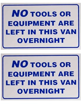 Tek Automotive Twin Pack No Tools or Equipment Left in Vehicle Sticker – 108mm x 64mm | Security Warning for Vans, Lorries & Work Vehicles | Gloss Permanent Vinyl, Weatherproof, High-Visibility Sign